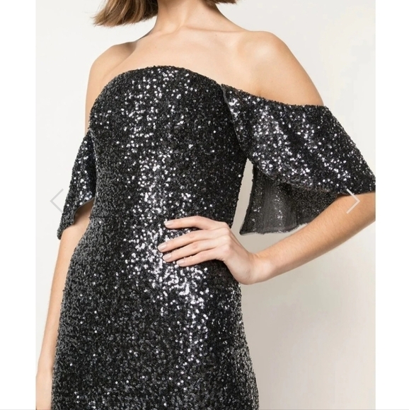 Marchesa Notte Ombré Sequin Gunmetal Column 3 In 1 Evening Gown NWT Size 6 - Picture 6 of 16
